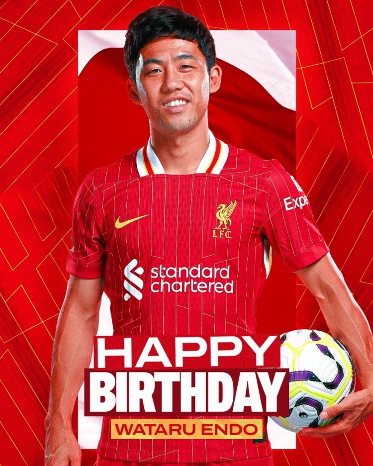  利物浦祝遠藤航32歲生日快樂，球員加盟紅軍至今出戰62場比賽
