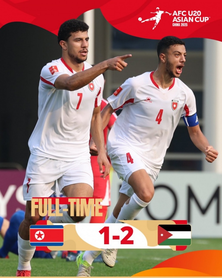  U20亞洲杯B組：朝鮮1-2不敵約旦，兩輪1分暫列B組末尾