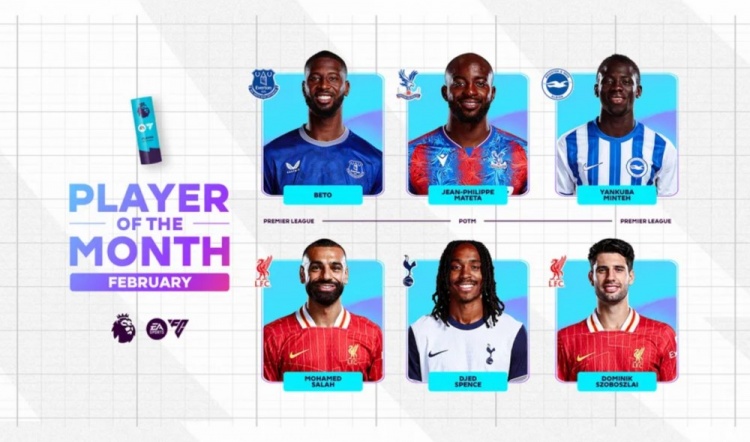 英超2月最佳候選:貝托、馬特塔、明特、薩拉赫、斯賓塞、索博
