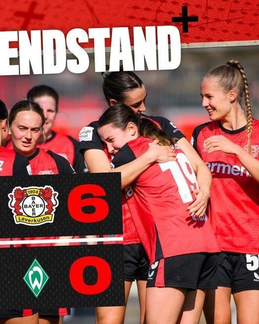  勒沃庫森女足6-0云達(dá)不來梅女足，沈夢(mèng)露首發(fā)出場(chǎng)59分鐘